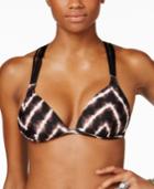 Hula Honey Electric Tie-dyed Strappy Halter Bikini Top Women's Swimsuit