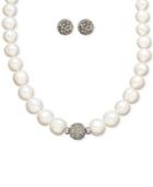 Honora Style Cultured Freshwater Pearl (7mm) And Grey Crystal Stud Jewelry