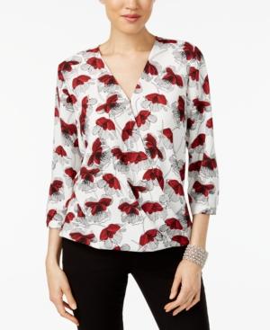 Alfani Petite Printed Surplice Top, Created For Macy's