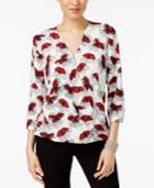 Alfani Petite Printed Surplice Top, Created For Macy's