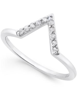 Diamond V Ring (1/10 Ct. T.w.) In Sterling Silver
