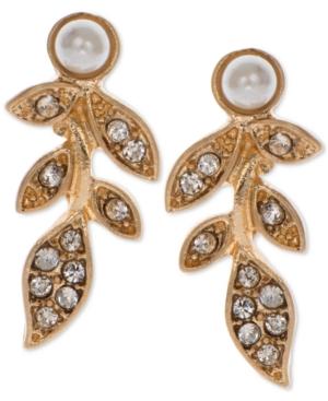 Lonna & Lilly Gold-tone White Imitation Pearl And Crystal Vine Ear Climber Earrings