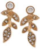Lonna & Lilly Gold-tone White Imitation Pearl And Crystal Vine Ear Climber Earrings