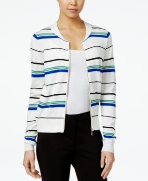 Xoxo Juniors' Striped Bomber Sweater Jacket