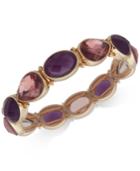 Nine West Gold-tone Purple Stone Stretch Bracelet