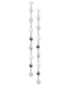 Swarovski Silver-tone Pave Ball & Imitation Pearl Linear Drop Earrings