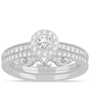 Diamond Halo Bridal Set (1/2 Ct. T.w.) In 14k White Gold