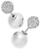 Charter Club Rose Gold-tone Or Silver-tone Pave Imitation Pearl Front And Back Earrings, Only At Macy's