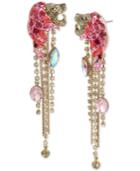 Betsey Johnson Gold-tone Crystal & Stone Fringe Drop Earrings