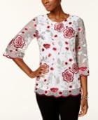 Charter Club Scalloped Embroidered Blouse, Created For Macy's