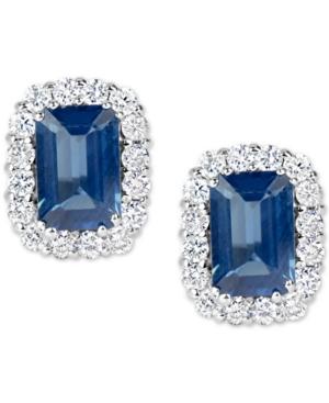 Sapphire (1-3/8 Ct. T.w.) And Diamond (1/3 Ct. T.w.) Stud Earrings In 14k White Gold