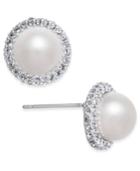Danori Silver-tone Imitation Pearl Halo Stud Earrings, Created For Macy's