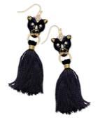 Thalia Sodi Gold-tone Jet Panther And Tassel Drop Earrings, Only At Macy's