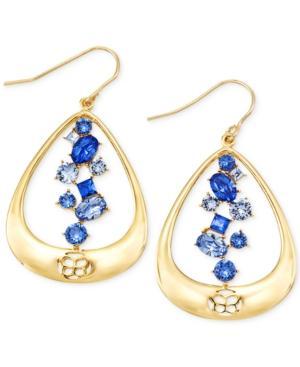 Sis By Simone I Smith Blue Crystal Teardrop Earrings In 14k Gold Over Sterling Silver