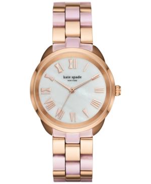 Kate Spade New York Women's Crosstown Rose Gold-tone Stainless Steel And Pink Acetate Bracelet Watch 34mm Ksw1262