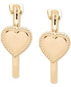 Heart Hoop Earrings In 14k Gold