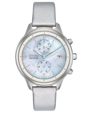 Citizen Women's Chronograph Eco-drive Chandler Silver-tone Vegan Leather Strap Watch 39mm