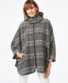 Wildflower Printed Zip-front Hooded Poncho