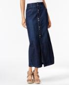 Style & Co Petite Button-front Denim Maxi Skirt, Created For Macy's
