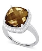 Victoria Townsend Smoky Quartz (6 Ct. T.w.) And Diamond (1/10 Ct. T.w.) Ring In Sterling Silver