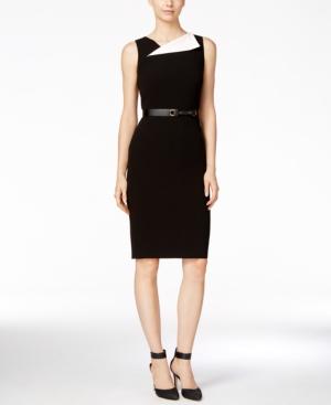 Calvin Klein Belted Foldover Sheath Dress