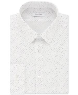 Calvin Klein Men's Steel Slim-fit Non-iron Performance Navy Ck Logo Print Dress Shirt