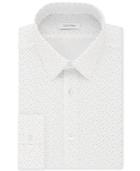 Calvin Klein Men's Steel Slim-fit Non-iron Performance Navy Ck Logo Print Dress Shirt
