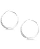 Guess Silver-tone Pave Twisted Hoop Earrings