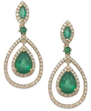 Brasilica By Effy Emerald (5-1/4 Ct. T.w.) And Diamond (1-1/4 Ct. T.w.) Teardrop Earrings In 14k Gold