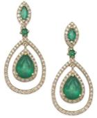 Brasilica By Effy Emerald (5-1/4 Ct. T.w.) And Diamond (1-1/4 Ct. T.w.) Teardrop Earrings In 14k Gold