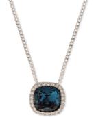 Givenchy Silver-tone Blue Crystal And Pave Pendant Necklace