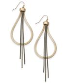 Thalia Sodi Extra Large Gold-tone Black Fringe Teardrop Earrings, 3, Created For Macy's