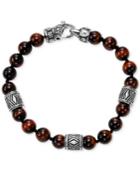 Scott Kay Men's Red Tiger's Eye Bead Bracelet With Sterling Silver Accents
