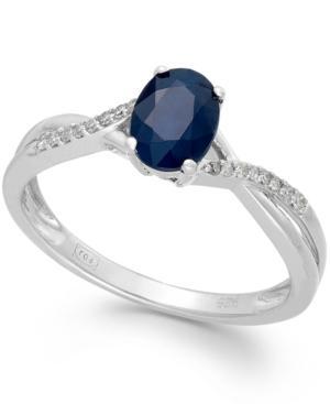 Sapphire (9/10 Ct. T.w.) And Diamond Accent Oval Ring In 14k White Gold