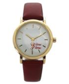 Wine Time Leather Strap Watch