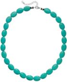 Manufactured Turquoise Oval Bead Necklace In Sterling Silver (120 Ct. T.w.)