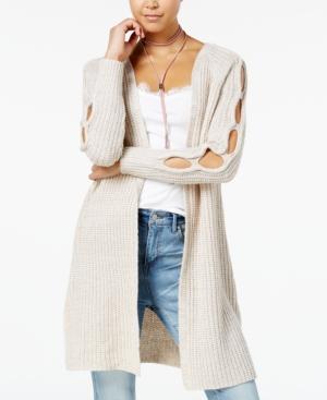 Oh! Mg Juniors' Peekaboo-sleeve Sweater Jacket