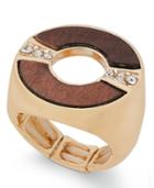 Thalia Sodi Gold-tone Crystal & Wood Stretch Ring, Only At Macy's