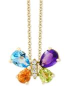 Effy Multi-gemstone (2 Ct. T.w.) & Diamond Accent Butterfly 18 Pendant Necklace In 14k Gold