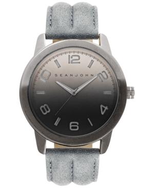 Sean John Men's Gray Leather Strap Watch 48mm 10029428