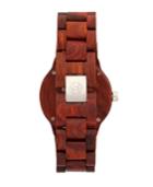 Earth Wood Biscayne Wood Bracelet Watch W/date Red 38mm