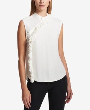 Dkny Ruffle-front Top