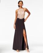 Blondie Nites Juniors' Embellished Halter Gown