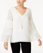 Thalia Sodi Tiered-sleeve Necklace Top, Created For Macy's