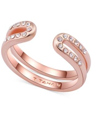T Tahari Rose Gold-tone Pave Open Ring
