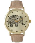 Artistic Elephant Leather Strap Watch