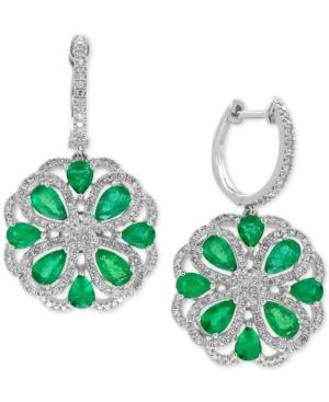 Effy Brasilica Emerald (2-7/8 Ct. T.w.) And Diamond (7/8 Ct. T.w.) Drop Earrings In 14k White Gold