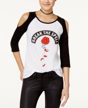 Disney Beauty And The Beast Juniors' Cold-shoulder Graphic T-shirt