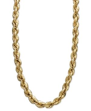 "14k Gold Necklace, 30"" Hollow Rope Chain"