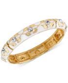 2028 Gold-tone Crystal & White Enamel Stretch Bracelet, A Macy's Exclusive Style
